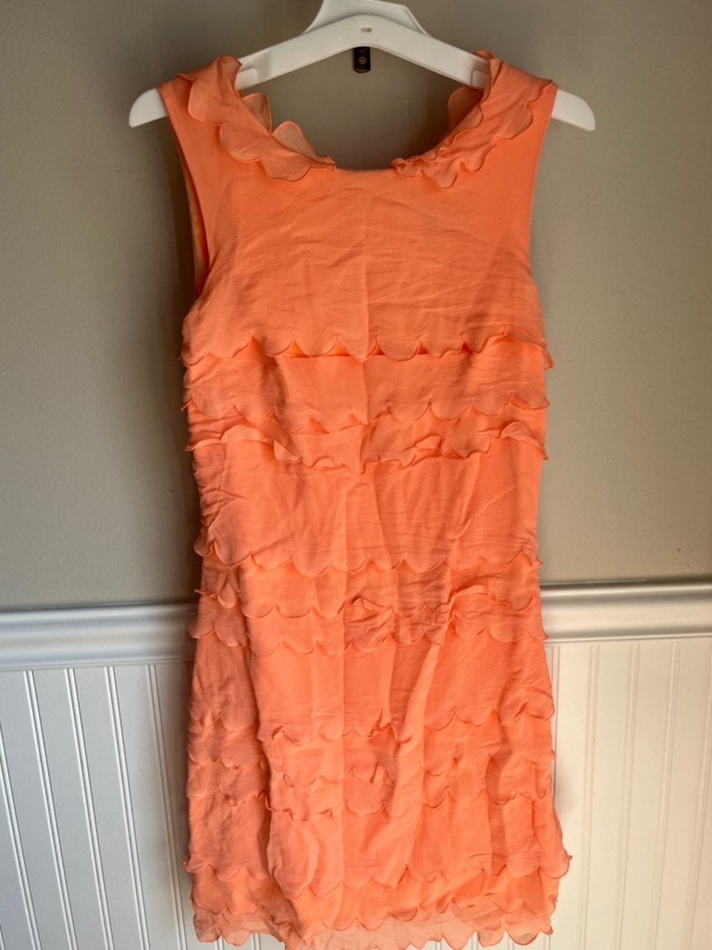 Ted Baker Priscil Silk Scalloped Tiered Dress - Coral Peach - Size 0 (US 2)